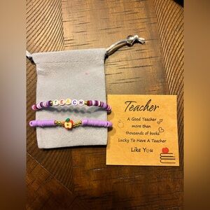 Purple Beaded Teacher Bracelet Set